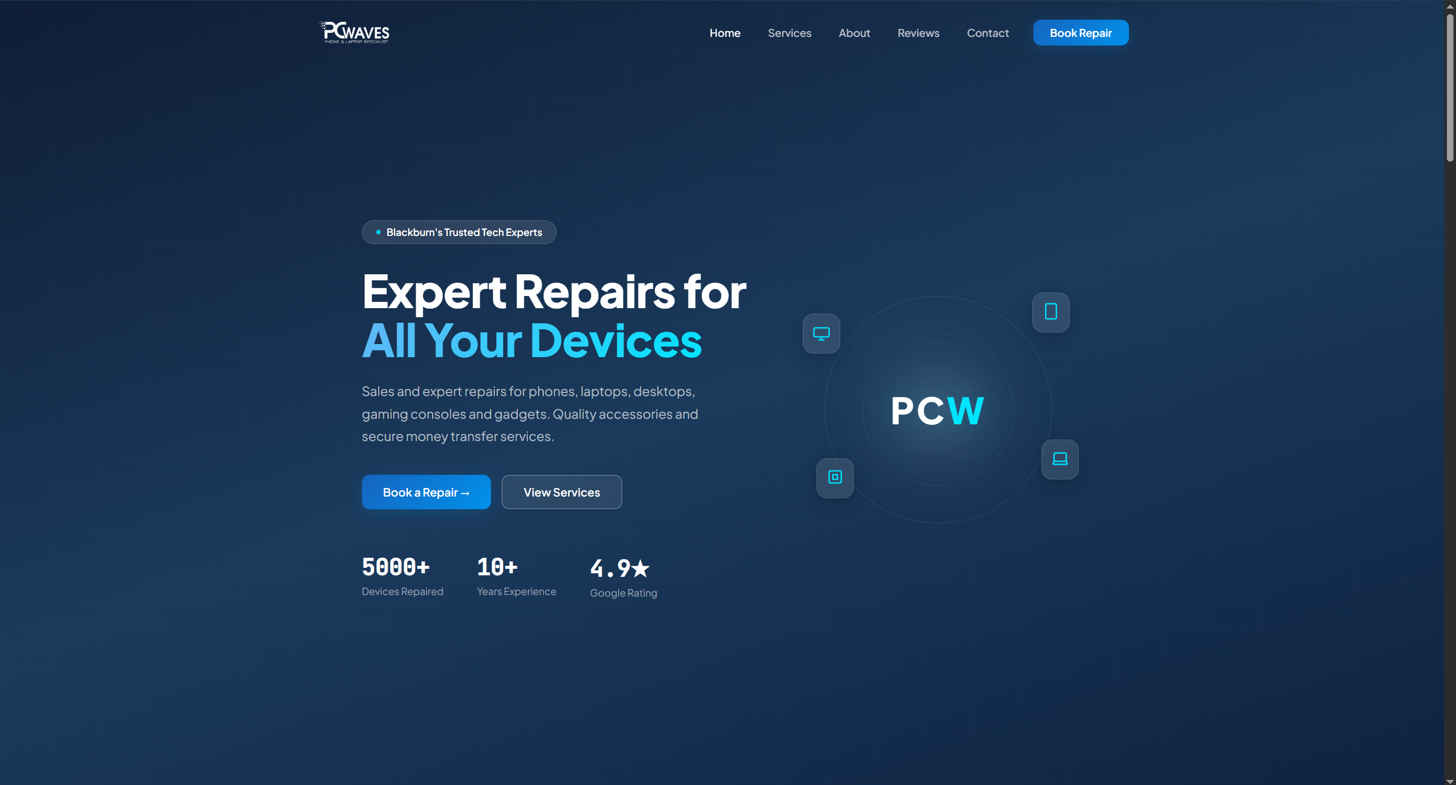 PCWaves homepage hero